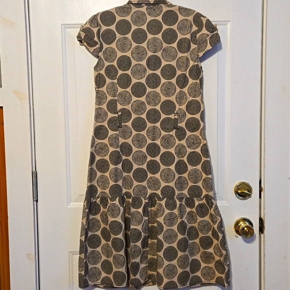 Merona Tunic Dress, Sz 4, Black, Cream, Circle Print, Drop waist, Cap Sleeve - Picture 11 of 11